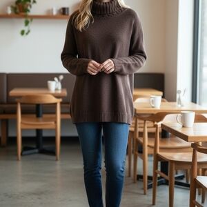Elegant Chocolate Turtleneck Sweater